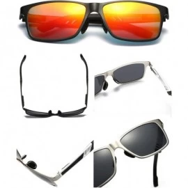 Square Men's Hot Retro Driving Polarized Wayfarer Sunglasses Aluminum magnesium Frame A6560 - Black-red - CU18K508M24 $15.31