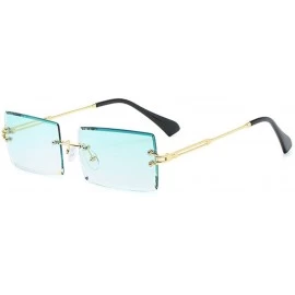 Square Frameless Cut Edge Square Sunglasses Men and Women Small Color Sun Glasses - Gn - CM18Y72GLSI $16.82