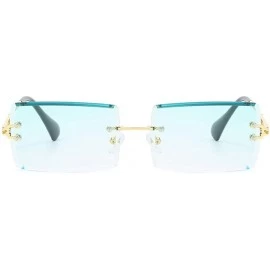 Square Frameless Cut Edge Square Sunglasses Men and Women Small Color Sun Glasses - Gn - CM18Y72GLSI $11.14