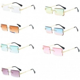 Square Frameless Cut Edge Square Sunglasses Men and Women Small Color Sun Glasses - Gn - CM18Y72GLSI $11.14