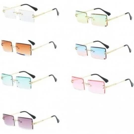Square Frameless Cut Edge Square Sunglasses Men and Women Small Color Sun Glasses - Gn - CM18Y72GLSI $11.14
