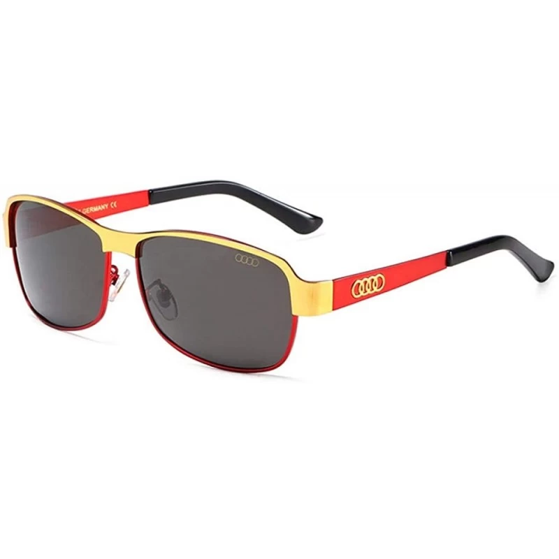 Oversized Driving mirror polarized glasses men's car gift sunglasses - Red Gold Frame Gray Tablets - CR190MO5IW9 $29.70