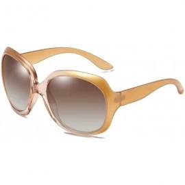 Oval Polarized HD Sunglasses for Women Polarized Metal Mirror UV 400 Lens Protection - Yellow - CZ198O8NR0N $31.26