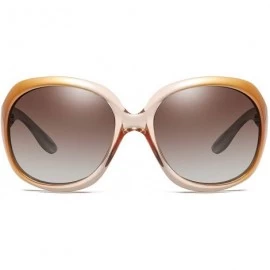 Oval Polarized HD Sunglasses for Women Polarized Metal Mirror UV 400 Lens Protection - Yellow - CZ198O8NR0N $21.41