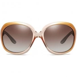 Oval Polarized HD Sunglasses for Women Polarized Metal Mirror UV 400 Lens Protection - Yellow - CZ198O8NR0N $31.26