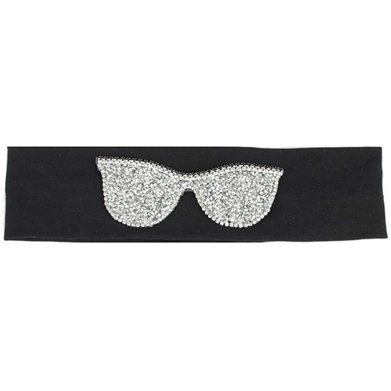 Wrap Sunglasses Headb s Elastic Stretch Headb Rhinestones Hair B - Silver Black - CF18T86HNHI $23.71