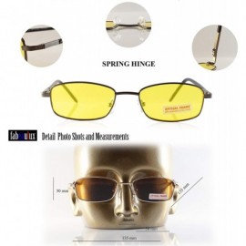 Rectangular Small Eyeglasses Frame Spring Hinge A165 - Metal Yellow - CT18OWTZ7UR $23.39