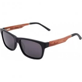 Rectangular Acetate Wood Hybrid Karée Style Sunglasses Matte Black - C611WJ1DIBN $29.85