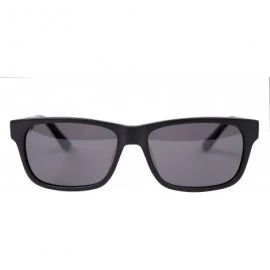 Rectangular Acetate Wood Hybrid Karée Style Sunglasses Matte Black - C611WJ1DIBN $29.85