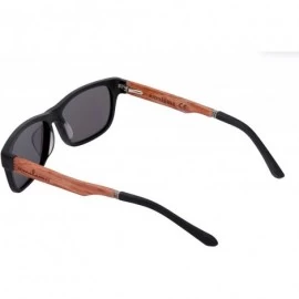 Rectangular Acetate Wood Hybrid Karée Style Sunglasses Matte Black - C611WJ1DIBN $29.85