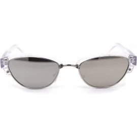Oval Womens Narrow Oval Half Rim Hipster DJ Sunglasses - Silver Clear Silver Mirror - C41950O76KX $24.52