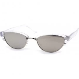 Oval Womens Narrow Oval Half Rim Hipster DJ Sunglasses - Silver Clear Silver Mirror - C41950O76KX $13.69