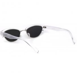 Oval Womens Narrow Oval Half Rim Hipster DJ Sunglasses - Silver Clear Silver Mirror - C41950O76KX $13.69