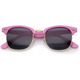 Wayfarer Premium Half Frame Metal Rivets Horn Rimmed Sunglasses 50mm - Pink-gold / Smoke - CS12O46G35L $11.85