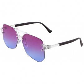 Square Wynwood Rimless Oversized Flat Lens Aviator Sunglasses - Clear Black Frame - CC187DYTGDW $9.72