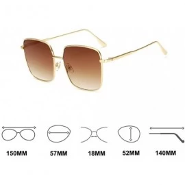 Square Retro Oversized Sunglasses for Women Square Metal Frame Non Polarized Lenses - A1 Brown(sunglasses) - C918NK6T79D $11.43