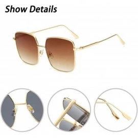 Square Retro Oversized Sunglasses for Women Square Metal Frame Non Polarized Lenses - A1 Brown(sunglasses) - C918NK6T79D $11.43