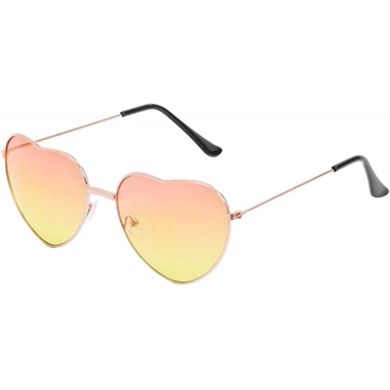 Goggle Women's Metal Frame Mirrorred Cupid Heartshaped Sunglasses - Gold Lens/Yellow Frame - C418WNH4O6C $7.44