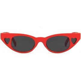 Oval Unisex Sunglasses Retro Bright Black Rose Red Drive Holiday Oval Non-Polarized UV400 - Red Grey - CE18RH6SO0W $8.43