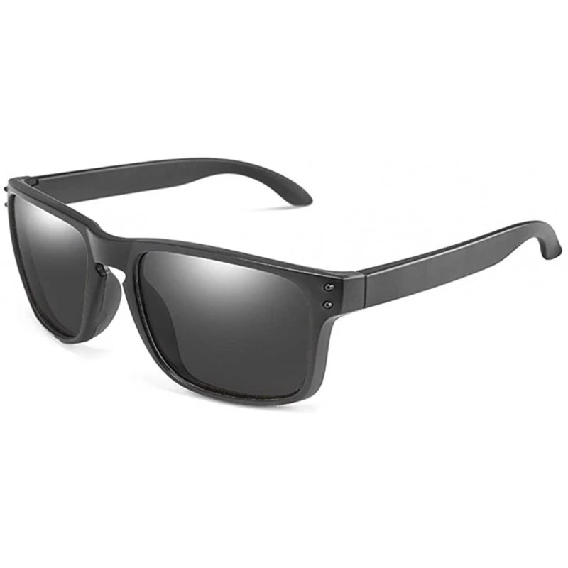 Square Polarized Sunglasses Classic Glasses - Black Grey - C4199L2CMMO $14.48