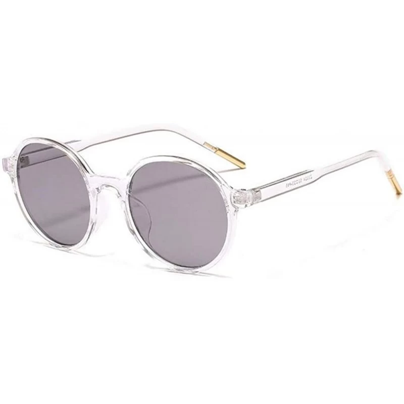 Round Women Fashion Eyewear Round Beach Sunglasses with Case UV400 Protection - Transparent Frame/Light Grey Lens - CA18WN5N0...