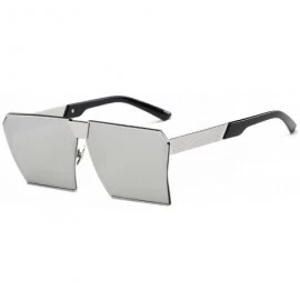 Square Oversized Vintage Square Metal Frame Sunglasses - Silver-silver - CZ18E6WQ6NC $22.06