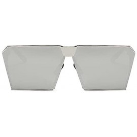 Square Oversized Vintage Square Metal Frame Sunglasses - Silver-silver - CZ18E6WQ6NC $14.41
