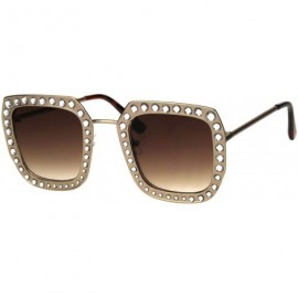 Butterfly Rhinestone Iced Thick Metal Oceanic Gradient Lens Designer Sunglasses - Gold Brown - CP18I4E0URG $10.35