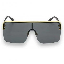 Oversized Oversized Flat Top Square VINTAGE RETRO SHIELD VISOR Style Aviator SUNGLASSES - Black - CJ18NACDK9G $23.74
