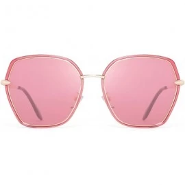 Oversized Oversized Polarized Sunglasses for Women Polygon Designer Shades UV400 - Pink Gold Frame / Ploarized Pink Lens - CZ...