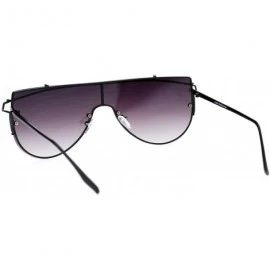 Oversized Super Wide Oversized Sunglasses Futuristic Wire Metal Flat Top Shades UV 400 - Black (Smoke) - CC186L52AAZ $14.32