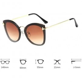 Cat Eye Women's Fashion Retro Metal Plastic Round Frame Cat Eye Sunglasses - Black Brown - CP18W5I5RYR $11.96