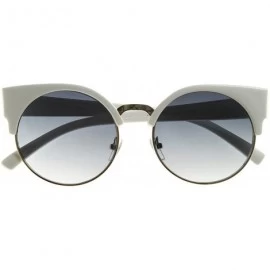 Semi-rimless Round Circle Half Frame Semi-Rimless Cateye Sunglasses (White) - CB11FVLPVQD $9.15
