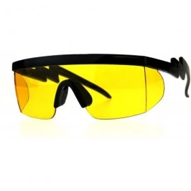 Oversized Flat Top Crooked Bolt Arm Goggle Style Pop Color Lens Shield 80s Sunglasses - Black Yellow - CW18DSTDIAH $23.28