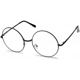Round - 60mm Large Oversized Round Lennon Non-Prescription Fashion Glasses - Black - C318OIUWWCX $18.67