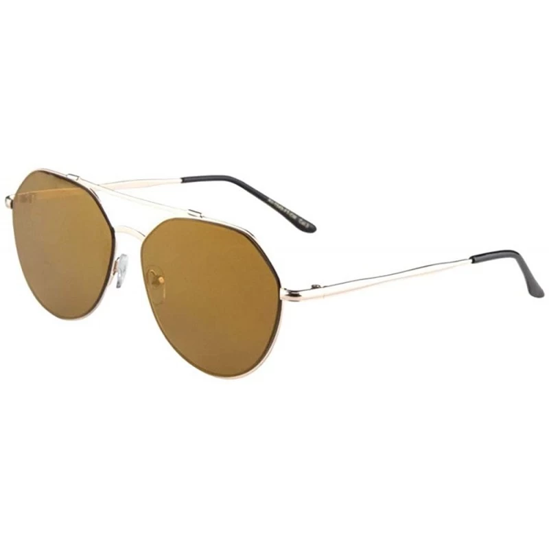 Aviator Flat Color Mirror Lens Modern Geometric Aviator Sunglasses - Gold - CI190K0QRTG $14.99