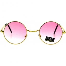 Round Hippie Pimp Daddy Oceanic Gradient Circle Lens Gold Round Metal Rim Sunglasses - Pink - CP18GO8QWUS $8.74