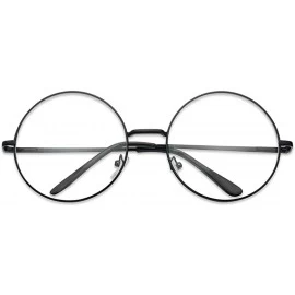 Round - 60mm Large Oversized Round Lennon Non-Prescription Fashion Glasses - Black - C318OIUWWCX $18.67