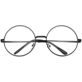 Round - 60mm Large Oversized Round Lennon Non-Prescription Fashion Glasses - Black - C318OIUWWCX $8.33