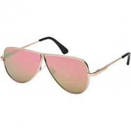 Aviator Flat Top Metal Aviators w/Flat Color Mirror Lens 25128S-FLREV - Matte Rose Gold - CJ12K5OPW2D $10.51