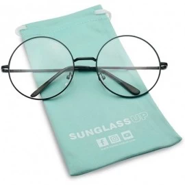 Round - 60mm Large Oversized Round Lennon Non-Prescription Fashion Glasses - Black - C318OIUWWCX $18.67