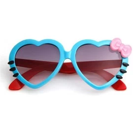 Aviator 2019 Fashion Summer Cartoon Cute Heart Bow Cat Sunglasses Glasses Pink - Blue - CW18YKUOZ90 $9.76