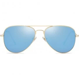 Square Classic Aviator Polarized Sunglasses Mirrored UV400 Lens SJ1054 - C6 Gold Frame/Blue Mirrored Lens - CZ17YCXY40O $25.37