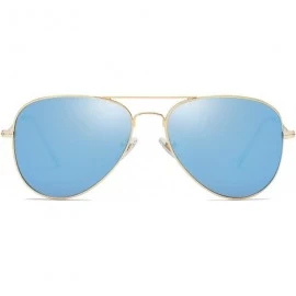 Square Classic Aviator Polarized Sunglasses Mirrored UV400 Lens SJ1054 - C6 Gold Frame/Blue Mirrored Lens - CZ17YCXY40O $12.34