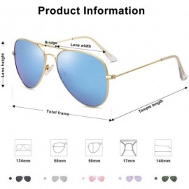 Square Classic Aviator Polarized Sunglasses Mirrored UV400 Lens SJ1054 - C6 Gold Frame/Blue Mirrored Lens - CZ17YCXY40O $12.34