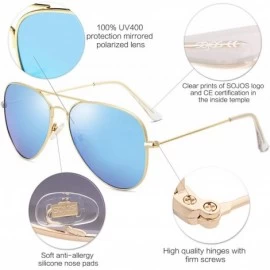 Square Classic Aviator Polarized Sunglasses Mirrored UV400 Lens SJ1054 - C6 Gold Frame/Blue Mirrored Lens - CZ17YCXY40O $12.34