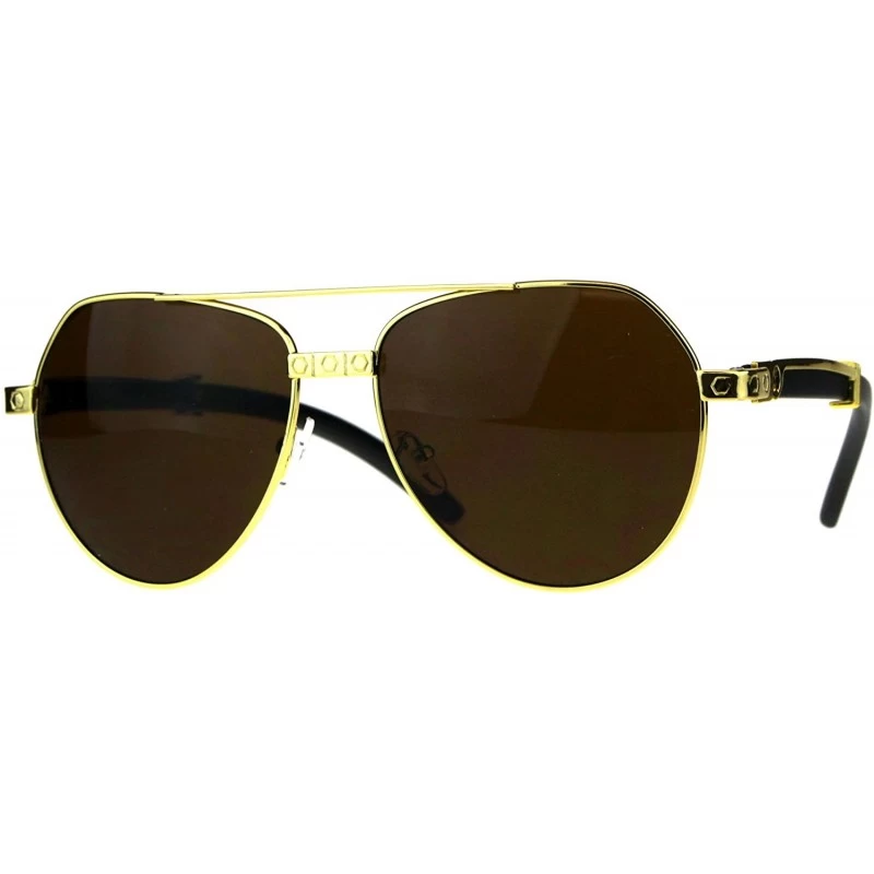 Aviator Wood Buffs Aviator Sunglasses Flat Top Aviators Unisex Fashion UV 400 - Yellow Gold - CP18CCTWN7W $12.66