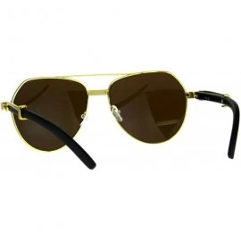Aviator Wood Buffs Aviator Sunglasses Flat Top Aviators Unisex Fashion UV 400 - Yellow Gold - CP18CCTWN7W $12.66