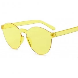 Oval Fashion Round Sunglasses Women Vintage Metal Frame Pink Yellow Lens Colorful Shade Sun Glasses UV400 - Black - CV1985679...