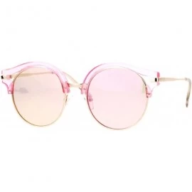 Round Womens Fashion Sunglasses Round Circle Accent Top Mirror Lens - Pink - C1187SIEM7G $12.39